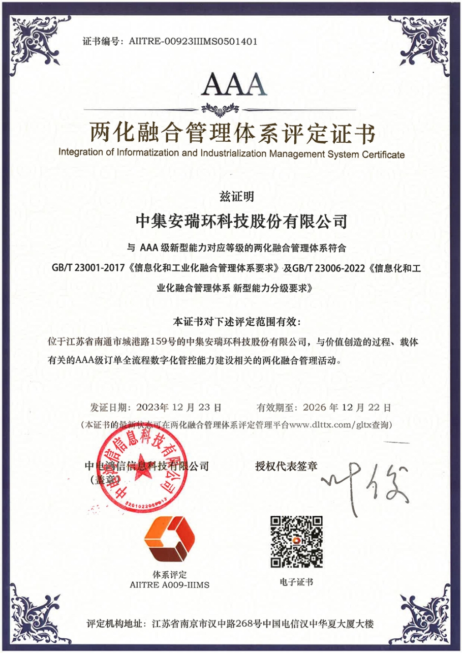 Bevictor伟德获两化融合管理体系AAA级评定证书